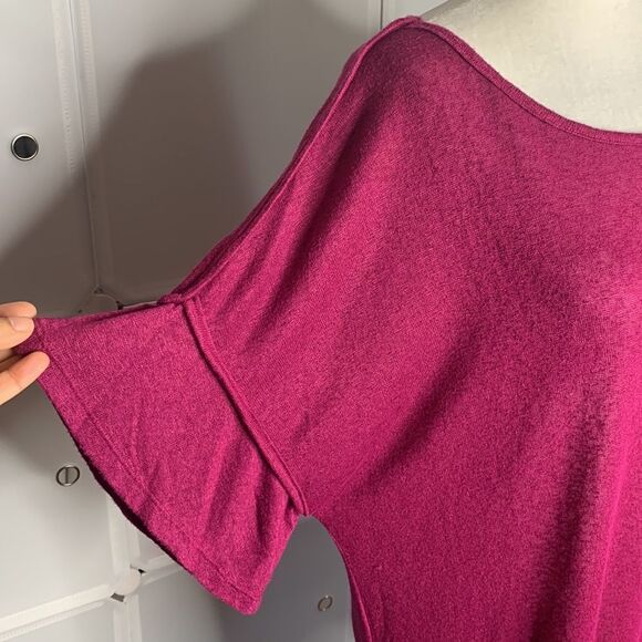 Bobeau Purple Pink Flutter Sleeve Blouse Size 1X - Picture 2 of 11